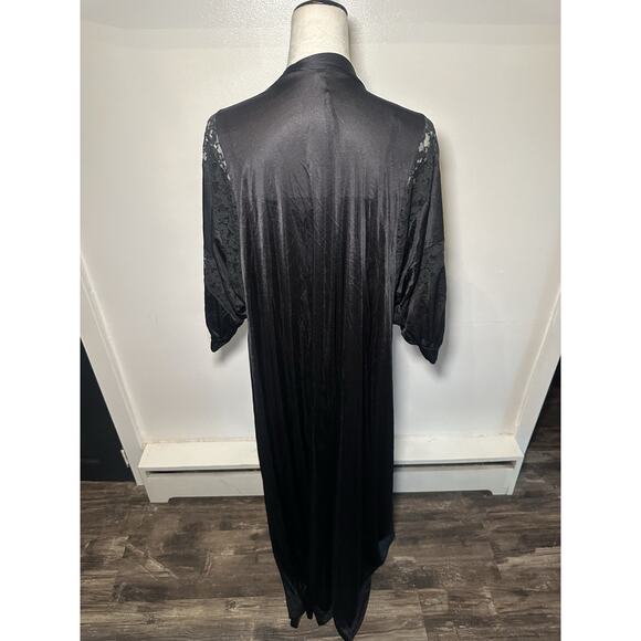 Vintage Slip Nightgown W Matching Overcoat Robe Black Set Size 38 Whimsigoth - Picture 15 of 15